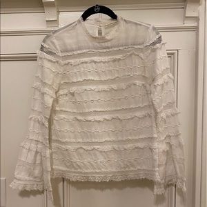Ulla Johnson Lace Ruffled Bell Sleeve Blouse